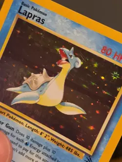 Pokemon TCG Lapras Holo Rare Fossil Unlimited 10/62 Vintage LP - Image 3