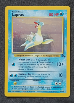 Pokemon TCG Lapras 10/62 Fossil Holo Rare Card Vintage WOTC - MP - Image 1