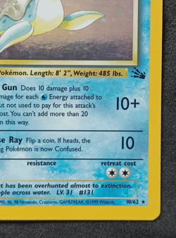 Pokemon TCG Lapras 10/62 Fossil Holo Rare Card Vintage WOTC - MP - Image 5
