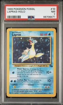 PSA 7 1999 Pokemon TCG Fossil Lapras Holo Rare Unlimited 10/62 - Image 1