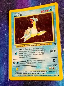 Pokemon TCG Lapras Holo Card Base Fossil Set, Rare, WOTC 10/62 MP - Image 1