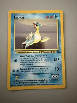 Pokemon TCG Lapras Holo Rare Card 10/62 Fossil WOTC Vintage 1999 - Image 1
