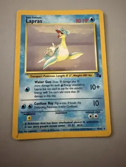 Pokemon TCG Lapras Holo Rare Card 10/62 Fossil WOTC Vintage 1999 - Image 4