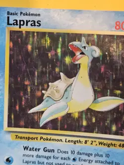 Nintendo Pokemon TCG Lapras Fossil 10/62 Holo Rare Unlimited HP 80 English 1999 - Image 3