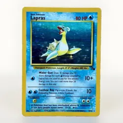 Pokemon TCG Lapras 10/62 Fossil Set Holo Rare - Excellent Condition 1999 - Image 1