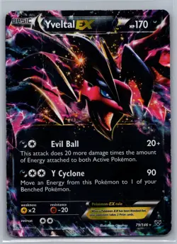YVELTAL EX 79/146 HOLO EX RARE XY POKEMON DAMAGED - Image 1