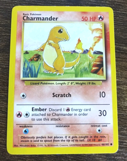 Pokemon Base Set Charmander 46/102 Non Holo 1999-2000 UK Print - Image 1