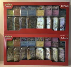 TWO Pokemon Prismatic Evolutions 8 Mini-Tins w/ Promo Cards - Costco Sets - NEW - Image 1