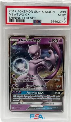 PSA 9 Mewtwo GX #39/73 2017 Pokemon Shining Legends Holo Mint Slab - Image 1