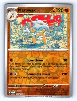 Marowak 105/165 Rare 151 Pokemon Reverse Holo Near Mint - Image 1