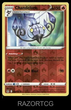 CHANDELURE 026/196 HOLO R LOST ORIGIN POKEMON REVERSE HOLO NM/M - Image 2