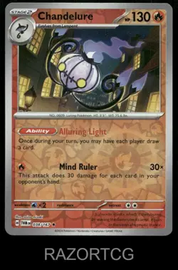 CHANDELURE 038/167 R TWILIGHT MASQUERADE POKEMON REVERSE HOLO NM/M - Image 1