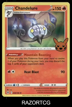 CHANDELURE 026/196 HOLO RARE TRICK OR TRADE BOOSTER 2023 POKEMON LP - Image 1