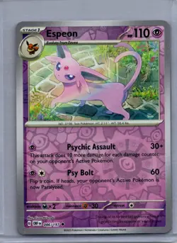 ESPEON 086/197 UNCOMMON OBSIDIAN FLAMES POKEMON REVERSE HOLO NM/M - Image 1