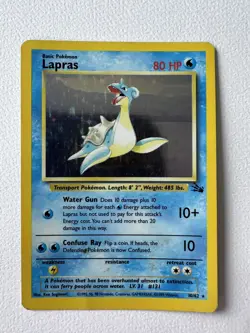 Pokemon TCG Fossil (Unlimited) Lapras 10/62 Holo Rare - Image 1