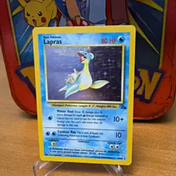 Pokemon TCG Lapras 10/62 Fossil Holo Rare Unlimited 1999 80HP English - Image 1