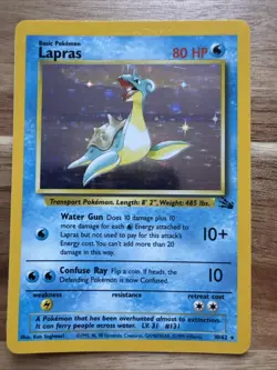 Pokemon TCG Lapras Fossil Holo Unlimited Rare Card 10/62 - Image 1