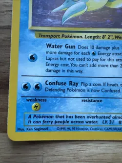 Pokemon TCG Lapras Fossil Holo Unlimited Rare Card 10/62 - Image 5