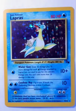 Pokemon TCG Lapras Fossil Holo Rare Card 10/62 - Image 1