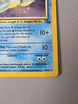 Pokemon TCG Lapras 10/62 Fossil Unlimited Holo Rare 1999 WOTC - MP - Image 4