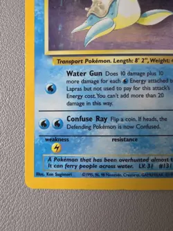 Pokemon TCG Lapras 10/62 Fossil Unlimited Holo Rare 1999 WOTC - MP - Image 5