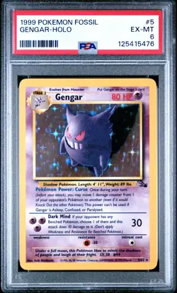 1999 POKEMON FOSSIL #5 GENGAR-HOLO PSA 6 - Image 1
