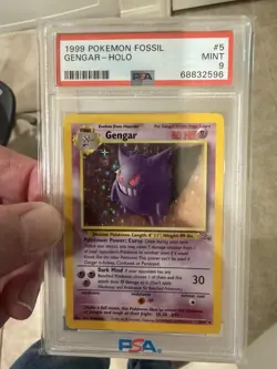 Pokemon 1999 Fossil Unlimited #5 Gengar Holo PSA 9 MINT - Image 1