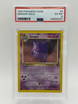 1999 Pokemon Fossil #5 Gengar-Holo PSA 6 - Image 1