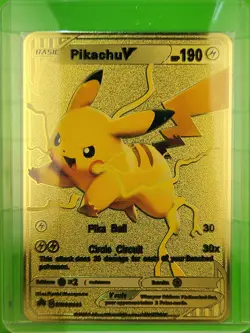 PIKACHU Pokemon Golden Metal Card CUSTOM MADE - Image 1
