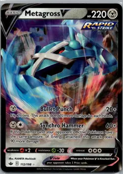 METAGROSS V 112/198 HOLO V RARE CHILLING REIGN POKEMON NM/M - Image 1