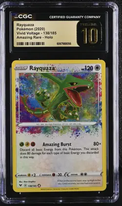 CGC PRISTINE 10 👑 | Rayquaza #138/185 | Vivid Voltage Amazing Rare Pokemon - Image 1