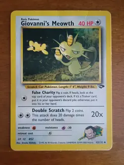 Giovanni's Meowth 74/132 MP Gym Challenge Common 1st Edition Pokemon - Image 1