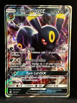 Umbreon GX 80/149 Ultra Rare Sun & Moon Base Set Holo Pokemon TCG - LP - Image 1