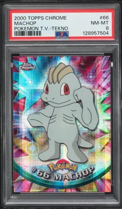 2000 Topps Chrome Pokemon TV Series 1 Tekno Machop #66 PSA 8 NM-MT - Image 1