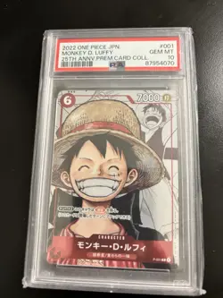 2022 One Piece Card Game Monkey D. Luffy 25th Anniv Prem Coll #001 PSA 10 - Image 2
