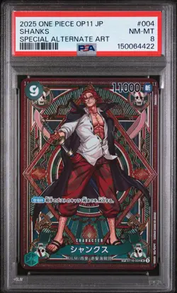 2025 One Piece OP11 ST16-004 Shanks Special Alternate Art Japanese PSA 8 - Image 1