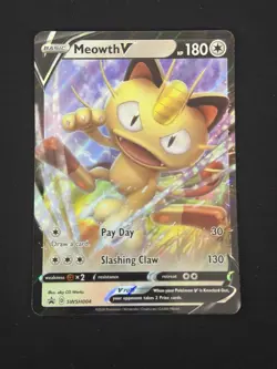 Pokemon Meowth V Promo Full Art Holo SWSH004 Sword & Shield English Card - Image 1
