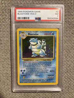 Pokemon TCG Blastoise Holo Unlimited Rare Card Base Set 2/102 PSA 7 Near Mint NM - Image 1