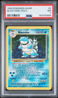 Pokemon TCG Blastoise Holo Unlimited Rare Card Base Set 2/102 PSA 7 Near Mint NM - Image 3