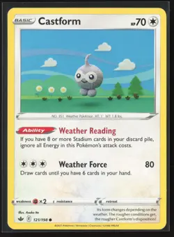 Castform Common SWSH06: Chilling Reign 121/198 NM Pokemon Card Asako Ito Crochet - Image 1