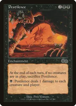 Pestilence 1x MtG Urza's Saga USG PLAYED - Image 1