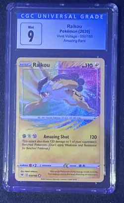 2020 Pokemon Vivid Voltage RAIKOU Amazing Rare 050/185 PSA Mint 9 - Image 1