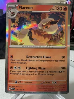 Flareon Holo Rare Reverse Holo 136/165 Pokemon TCG - Image 1