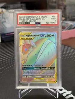 Pokemon Team Up Magikarp & Wailord GX Full Art Secret Rare PSA 9 MINT 183/181 - Image 1