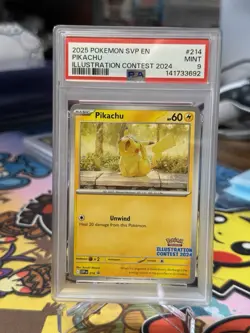2025 POKEMON SVP EN-SV BLACK STAR PROMO ILLUSTRATION CONTEST 2024 PIKACHU PSA 9 - Image 1