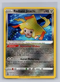 Radiant Jirachi 120/195 Radiant Rare Silver Tempest Pokemon Holo Near Mint - Image 1