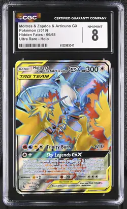 Moltres & Zapdos & Articuno Gx 66/68 Ultra Rare Holo Pokemon CGC 8 Nm/mint - Image 1