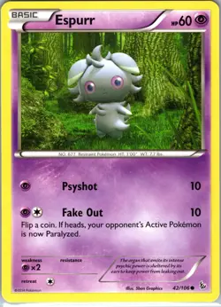 Espurr 42/106 Common Flashfire Pokemon Lightly Played - Image 1