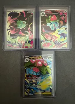Pokemon TCG 3-Card Holo Full Art Lot, English: Bulbasaur, Ivysaur, Venusaur - Image 1