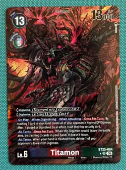 Bandai Digimon Card Game Titamon BT25-084 BT25 Secret Rare Holo Alt Art ENG - Image 1
